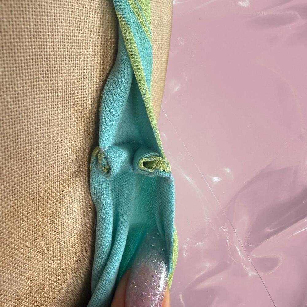 Y2K Fairy core bias cut Green/blue floral silk mermaid dress - Picture 8 of 8